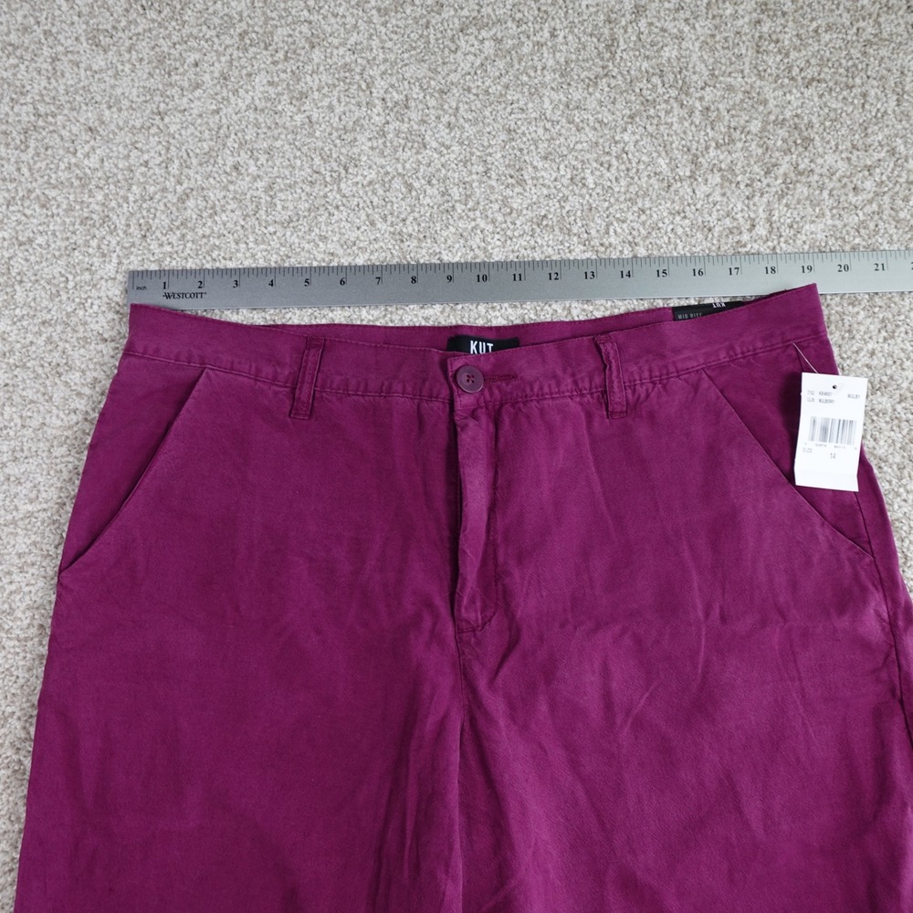 KUT from the Kloth Charlotte Wide Leg Pants Mulberry Purple Size 14 KB48001 NEW - Picture 6 of 9